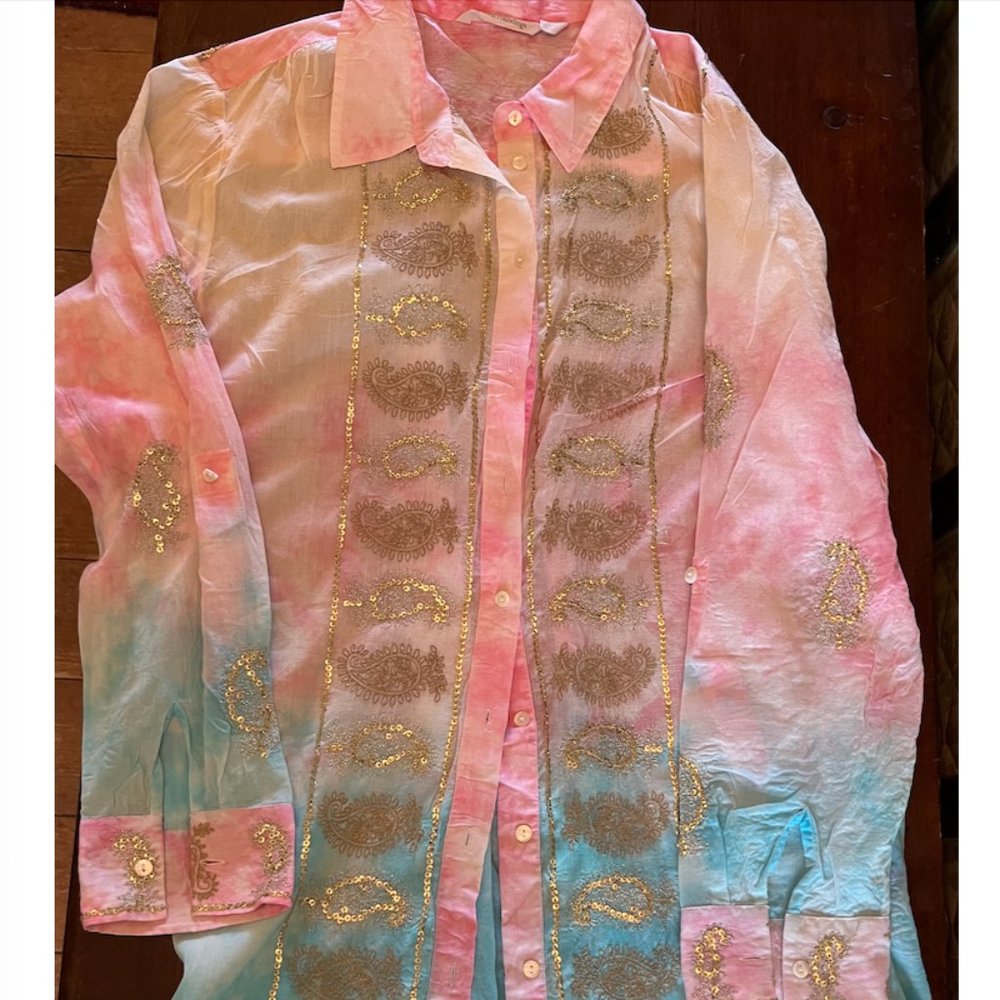 Soft Surroundings, Sheer, Longer length, Tie-Dye Tunic